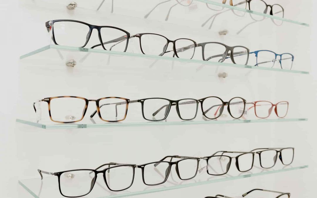 Shelf of reading glasses